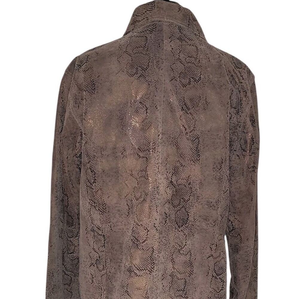 Chico’s Python Leather Jacket Brown Sz 2 Fits L F… - image 4